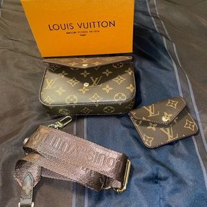 LV mini cross body with guitar strap and wallet/cardholder